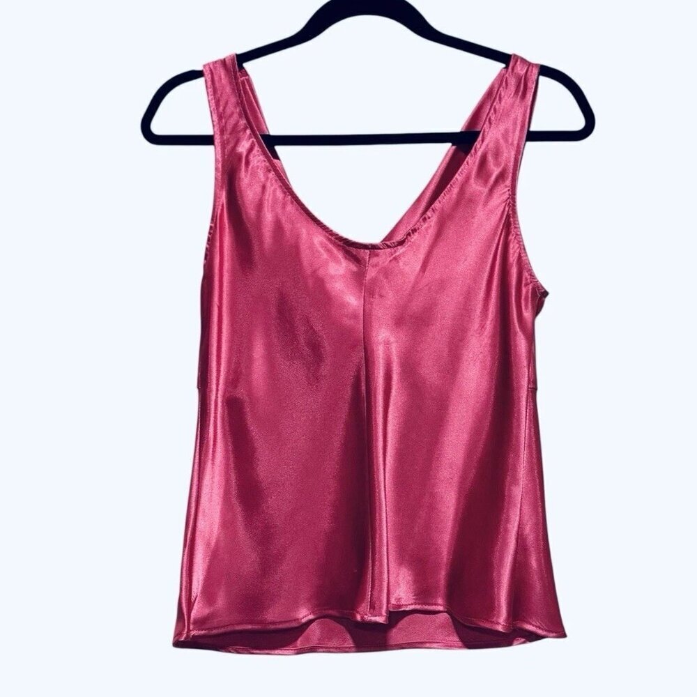 Vintage Y2K Hot Pink Satin Cowl Neck Cami Tank Top Womens size Large - Picture 4 of 10
